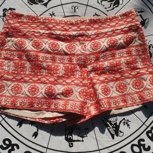 Loft Tan Shorts Orange Embroidered Design Size 4